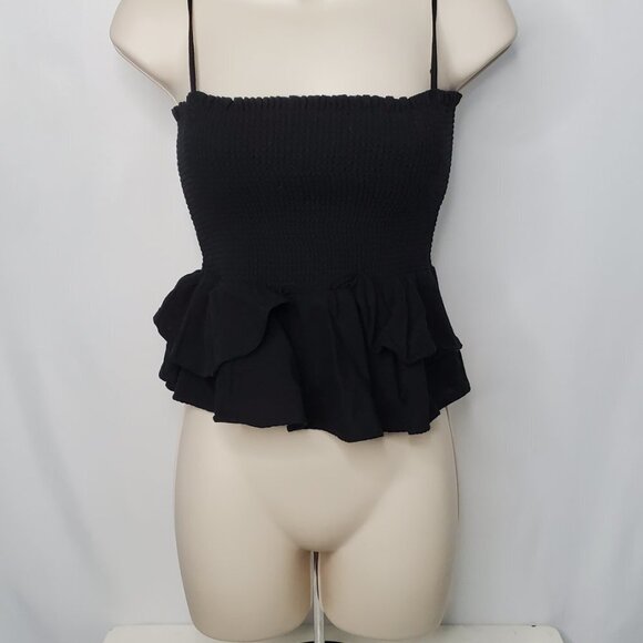 Zara Shirred Ruffle Tube Top with Removable Adjustable Straps Size XS - Picture 1 of 4